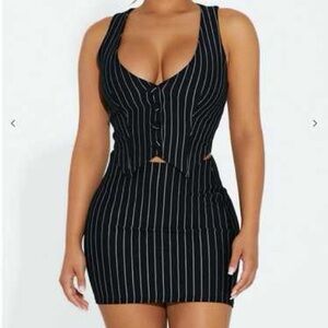 Naked Wardrobe Pinstripe Vest and Skirt Set